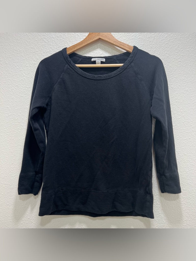 Standard James Perse Black 3/4 Sleeve Shirt Size 1 Small